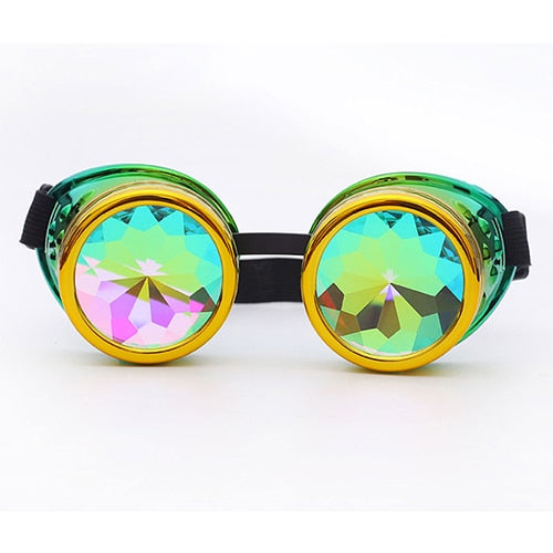 Hotselling Kaleidoscope Rainbow Crystal Lenses Steampunk Goggles Halloween and Parties